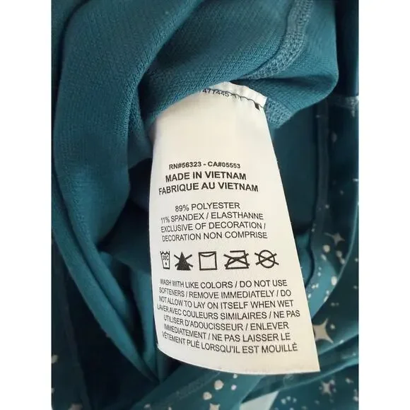 Nike Dri-Fit Cropped Long Sleeve Top Star Print Teal Athletic Shirt Size Small - Picture 6 of 6